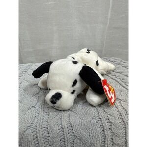Ty Beanie Baby Dotty the Dalmatian Dog White Black Spotted Plush Toy Style 4100